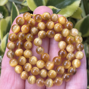 Golden Tiger Eye 6mm round gemstone beads 15" strand - Oz Beads 