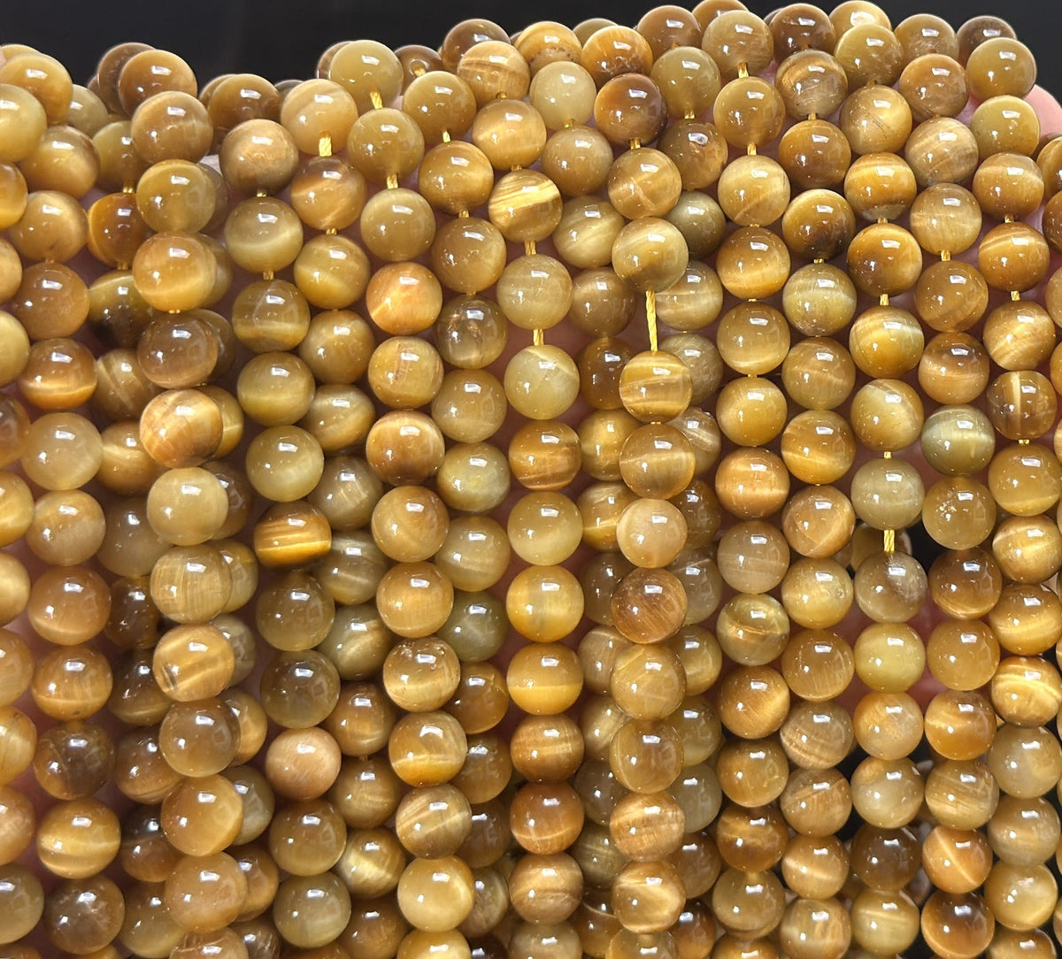 Golden Tiger Eye 8mm round gemstone beads - Oz Beads 