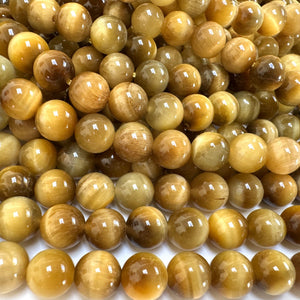 Golden Tiger Eye 8mm round gemstone beads 38cm strand - Oz Beads 
