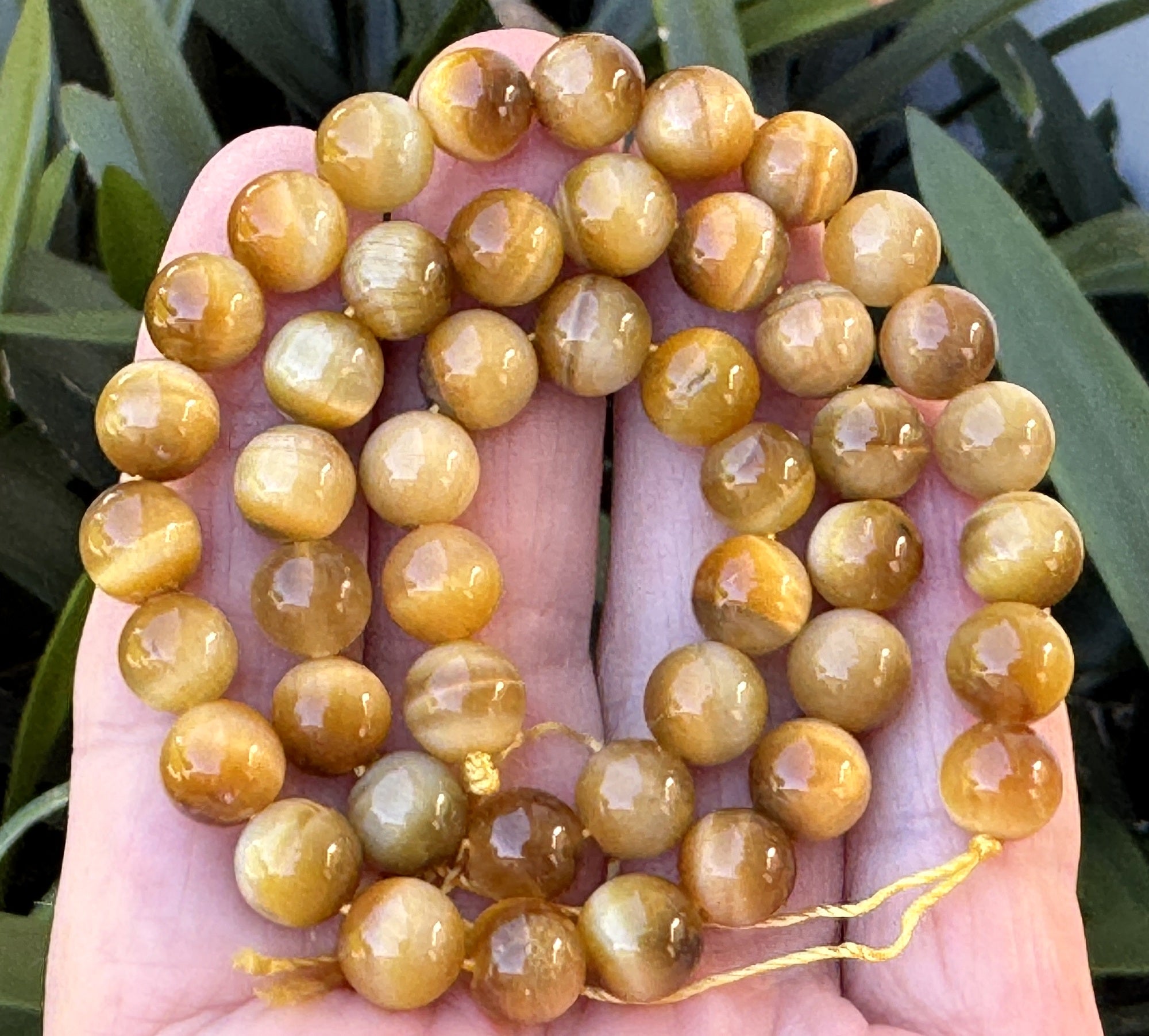 Golden Tiger Eye 8mm round gemstone beads 38cm strand - Oz Beads 