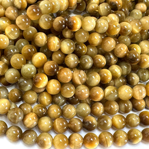 Golden Tiger Eye 8mm round gemstone beads 38cm strand - Oz Beads 