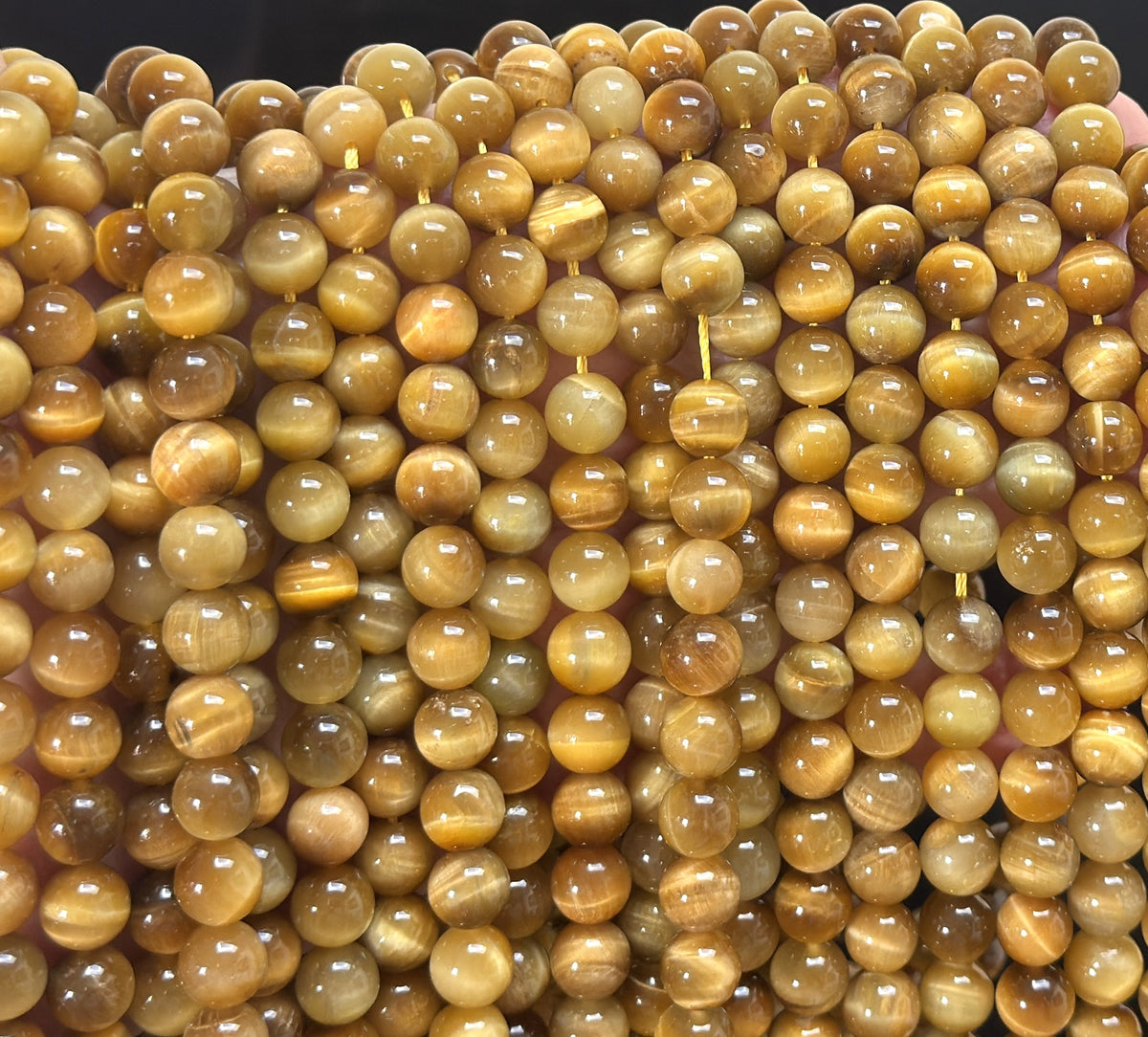 Golden Tiger Eye 8mm round gemstone beads - Oz Beads 