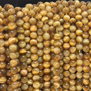 Golden Tiger Eye 8mm round gemstone beads - Oz Beads 