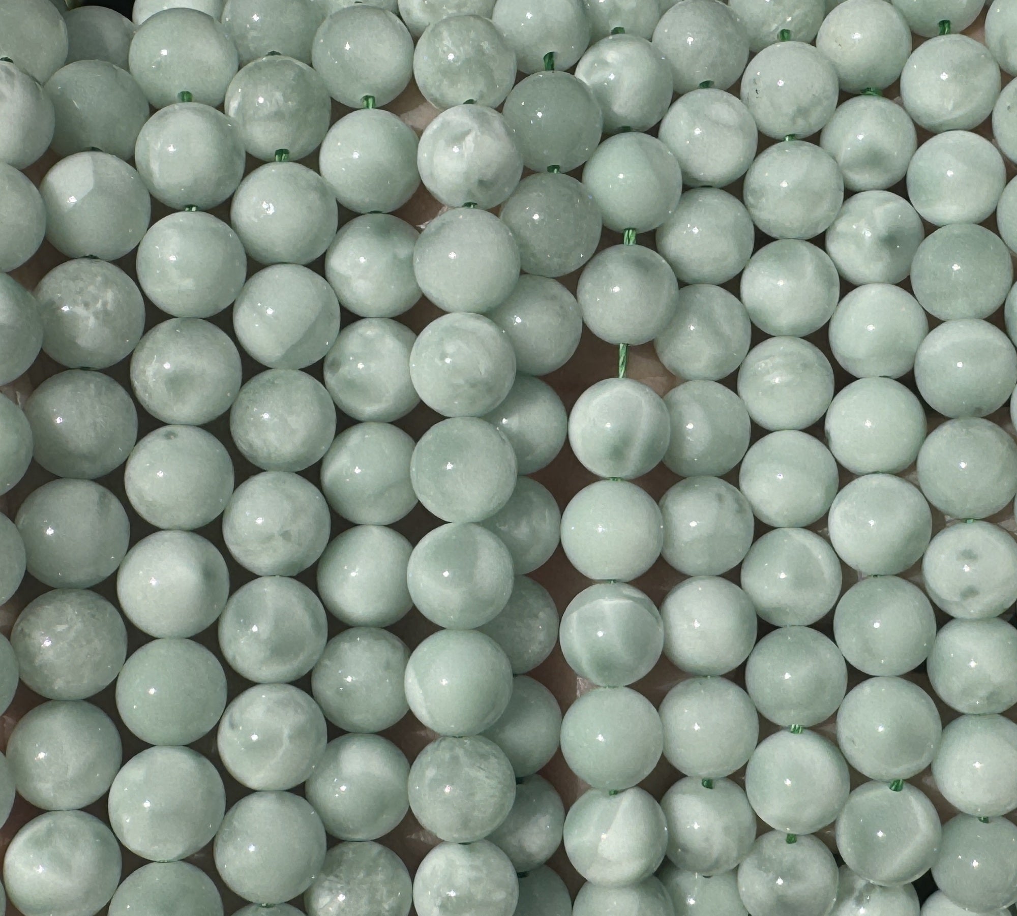 Green Angelite 8mm round gemstone beads 15.5" strand - Oz Beads 