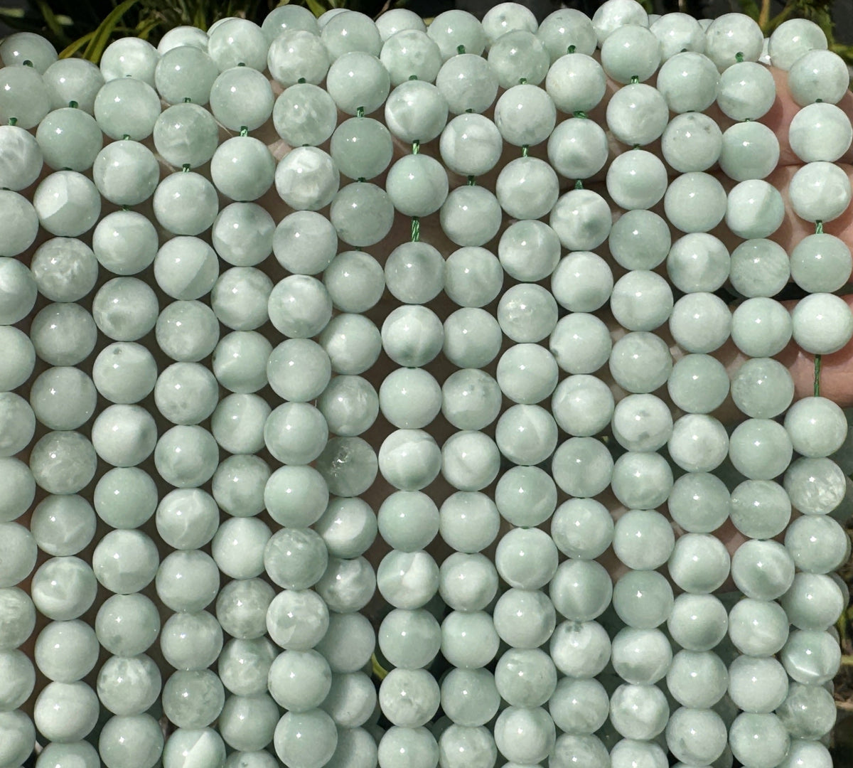Green Angelite 8mm round gemstone beads 15.5" strand - Oz Beads 