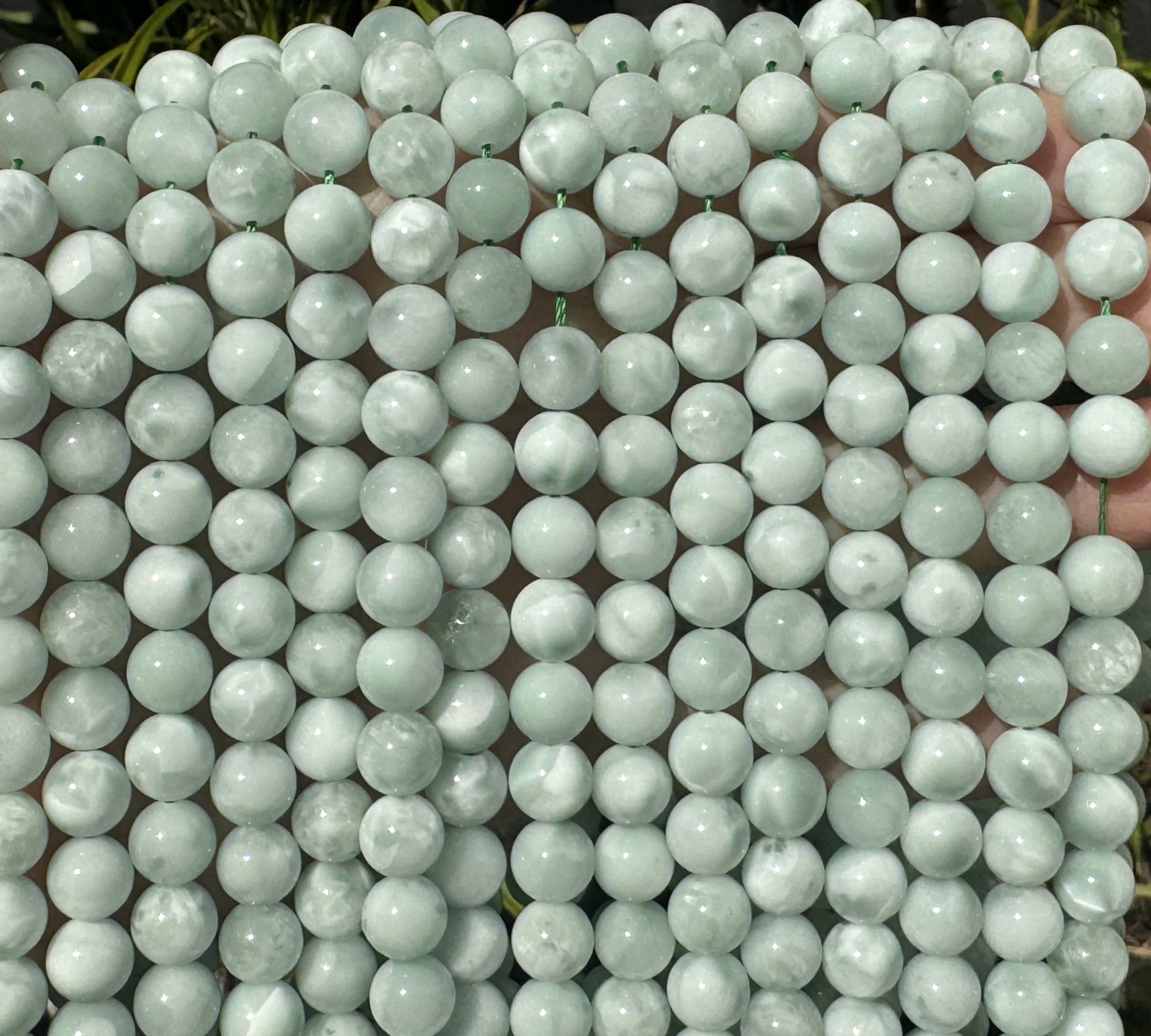 Green Angelite 8mm round gemstone beads 15.5" strand - Oz Beads 