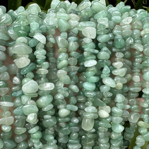 Green Aventurine 6-10mm chip beads natural gemstone chips 32" strand - Oz Beads 