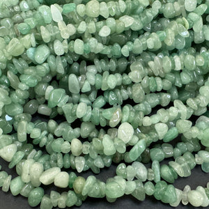 Green Aventurine 6-10mm chip beads natural gemstone chips 32" strand - Oz Beads 