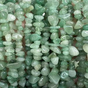 Green Aventurine 6-10mm chip beads natural gemstone chips 32" strand - Oz Beads 