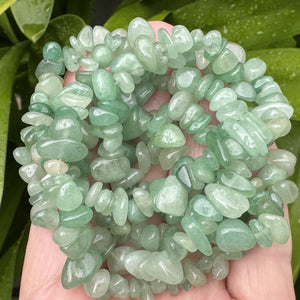 Green Aventurine 6-10mm chip beads natural gemstone chips 32" strand - Oz Beads 