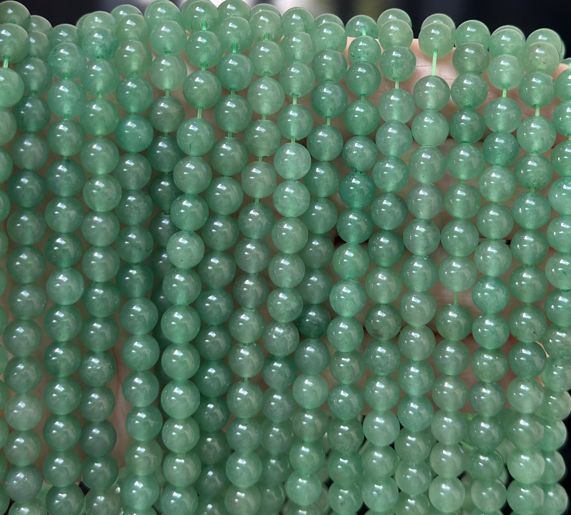 Green Aventurine 6mm round natural gemstone beads 38cm strand - Oz Beads