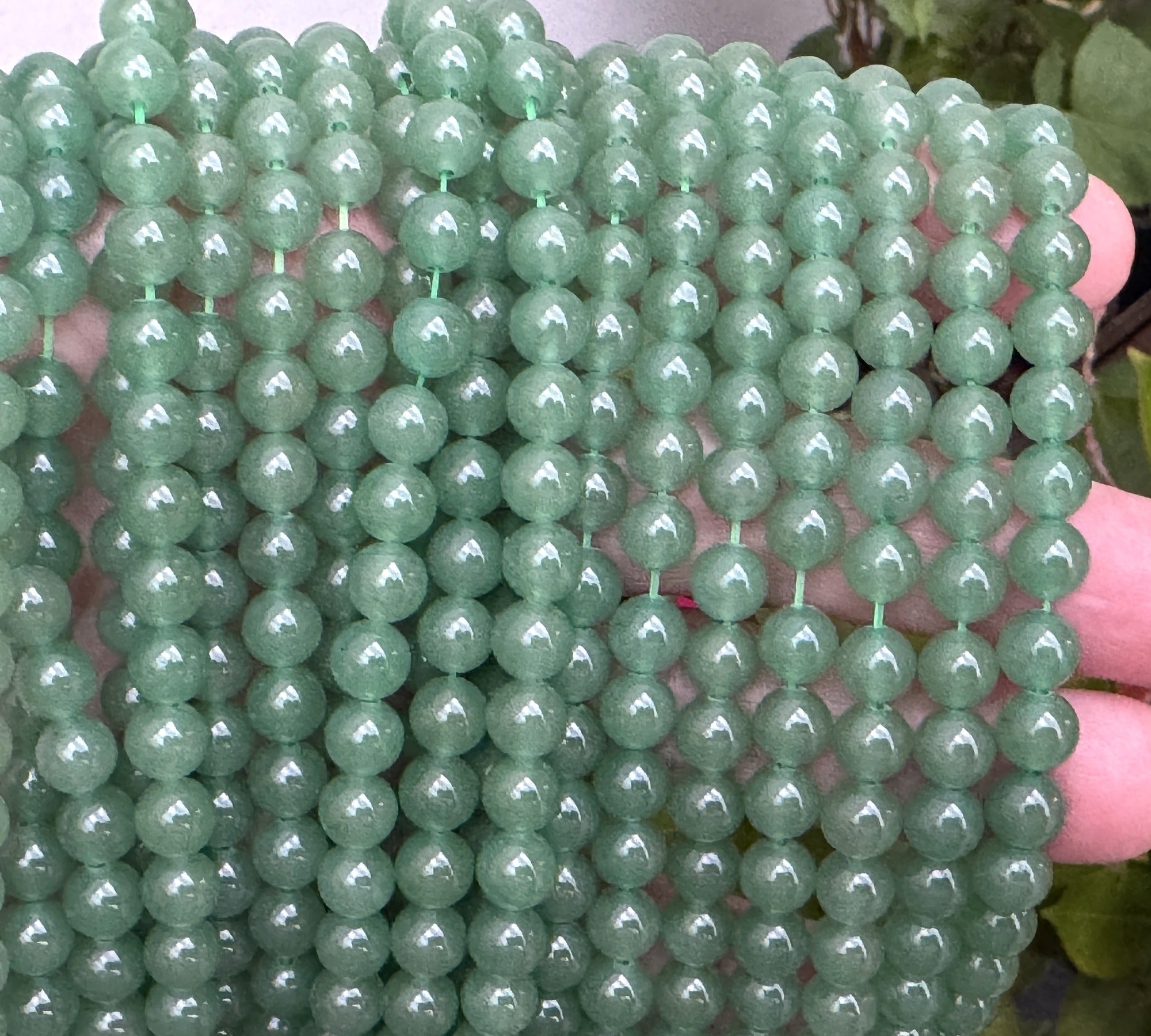 Green Aventurine 6mm round natural gemstone beads 15" strand - Oz Beads 