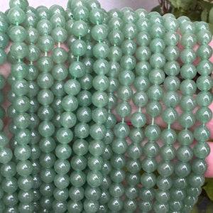 Green Aventurine 6mm round natural gemstone beads 15" strand - Oz Beads 