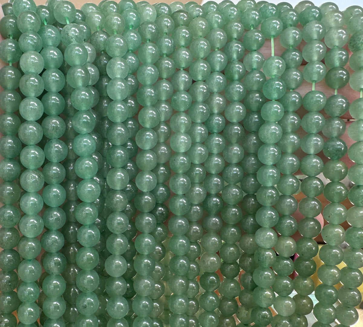 Green Aventurine 6mm round natural gemstone beads 15" strand - Oz Beads 