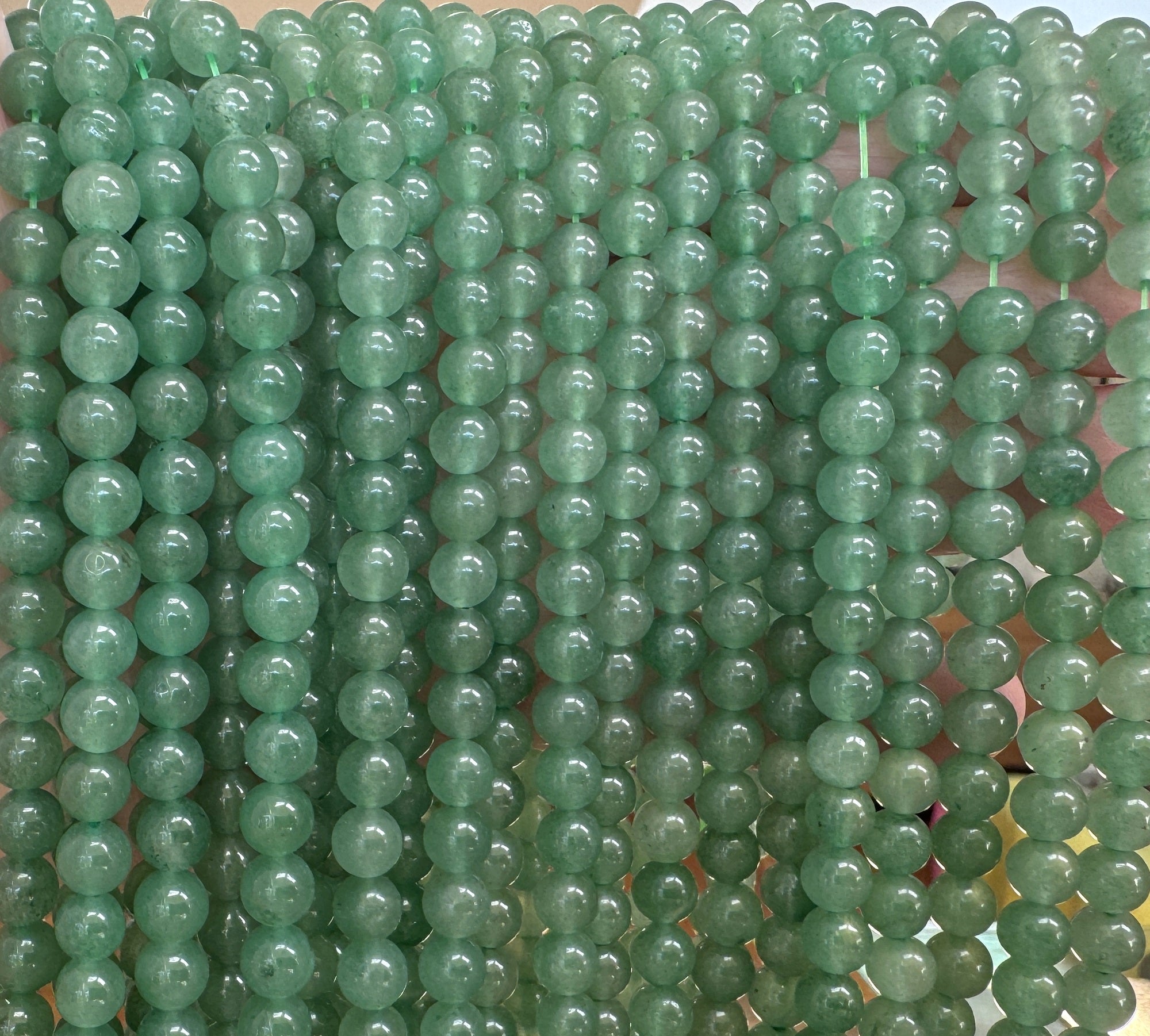 Green Aventurine 6mm round natural gemstone beads 15" strand - Oz Beads 
