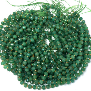 Green Aventurine 6x8mm micro faceted rondelle beads 38cm strand - Oz Beads