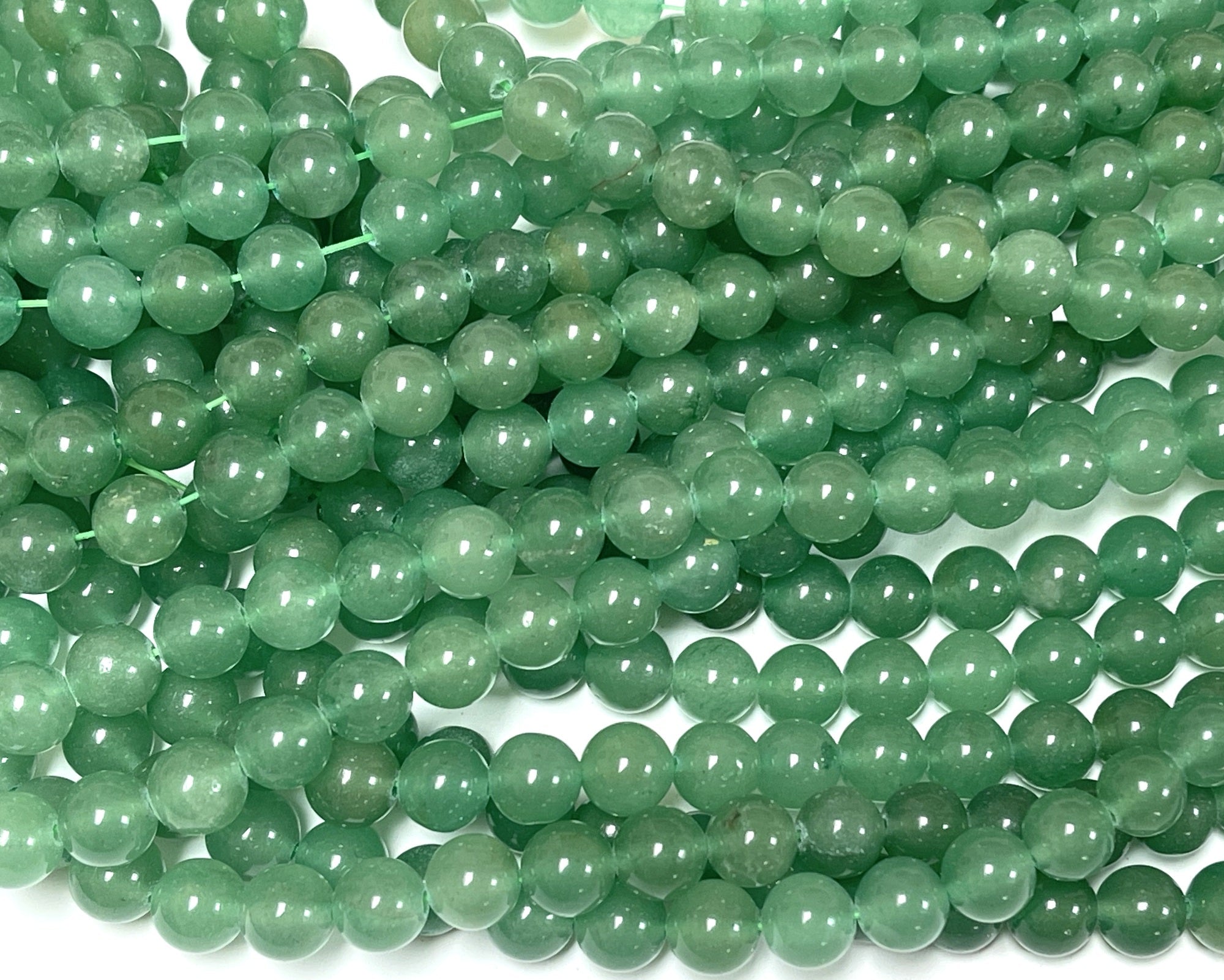 Green Aventurine 8mm round natural gemstone beads 15" strand - Oz Beads 