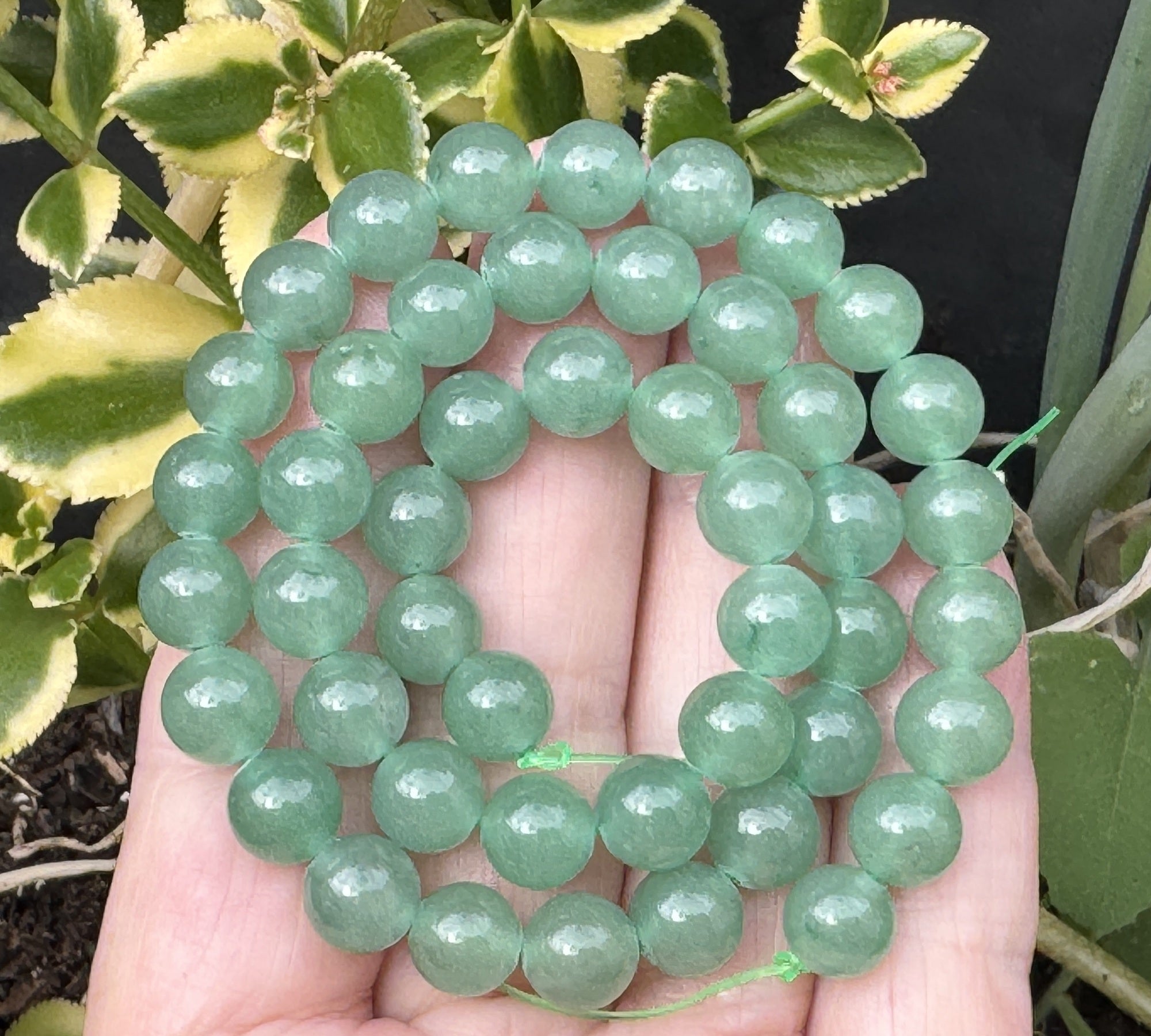 Green Aventurine 8mm round natural gemstone beads 15" strand - Oz Beads 