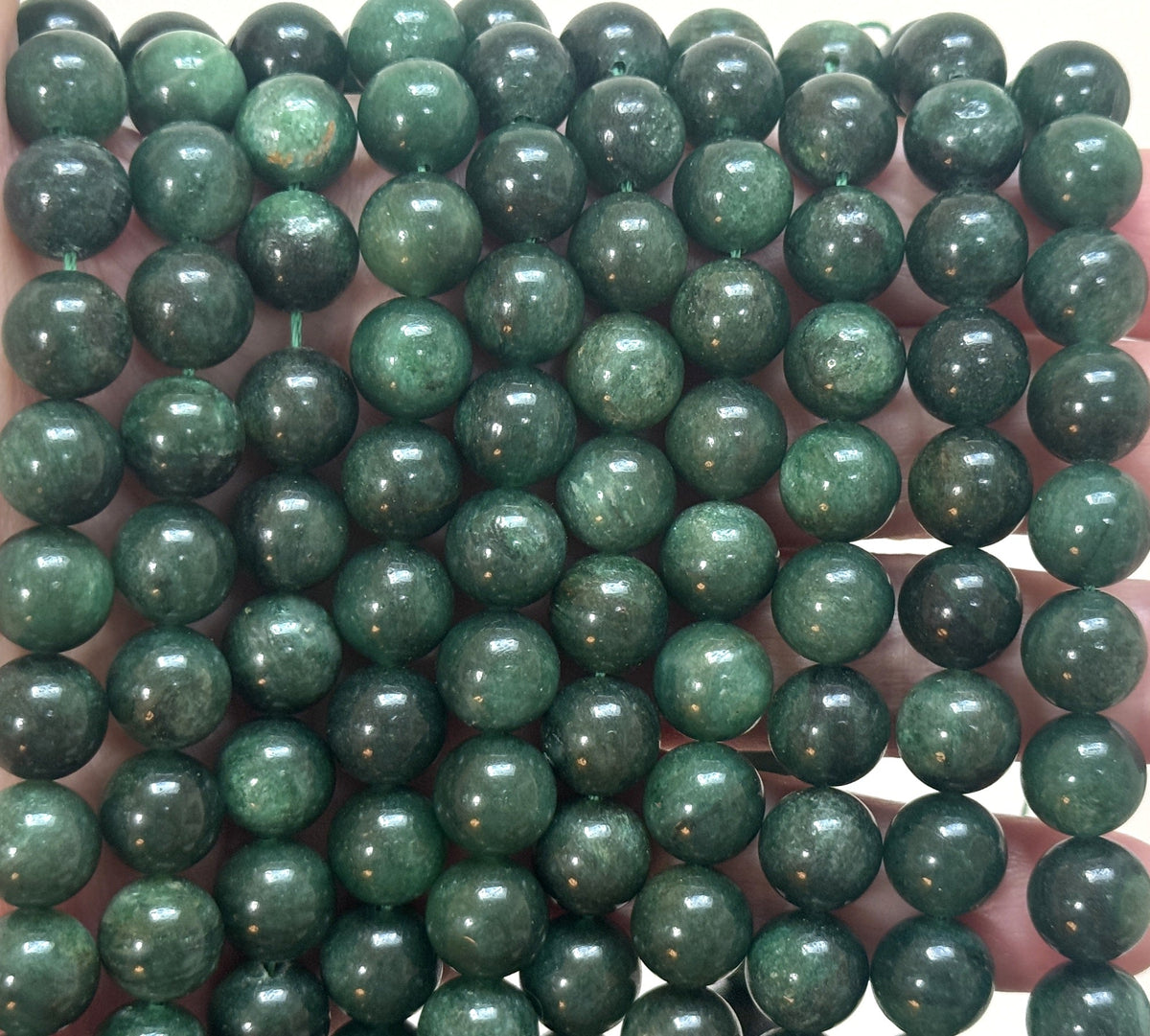 Green Mica in Fuchsite 10mm round natural gemstone beads 15.5" strand - Oz Beads 