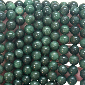 Green Mica in Fuchsite 10mm round natural gemstone beads 15.5" strand - Oz Beads 