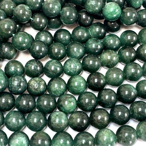 Green Mica in Fuchsite 10mm round natural gemstone beads 15.5" strand - Oz Beads 