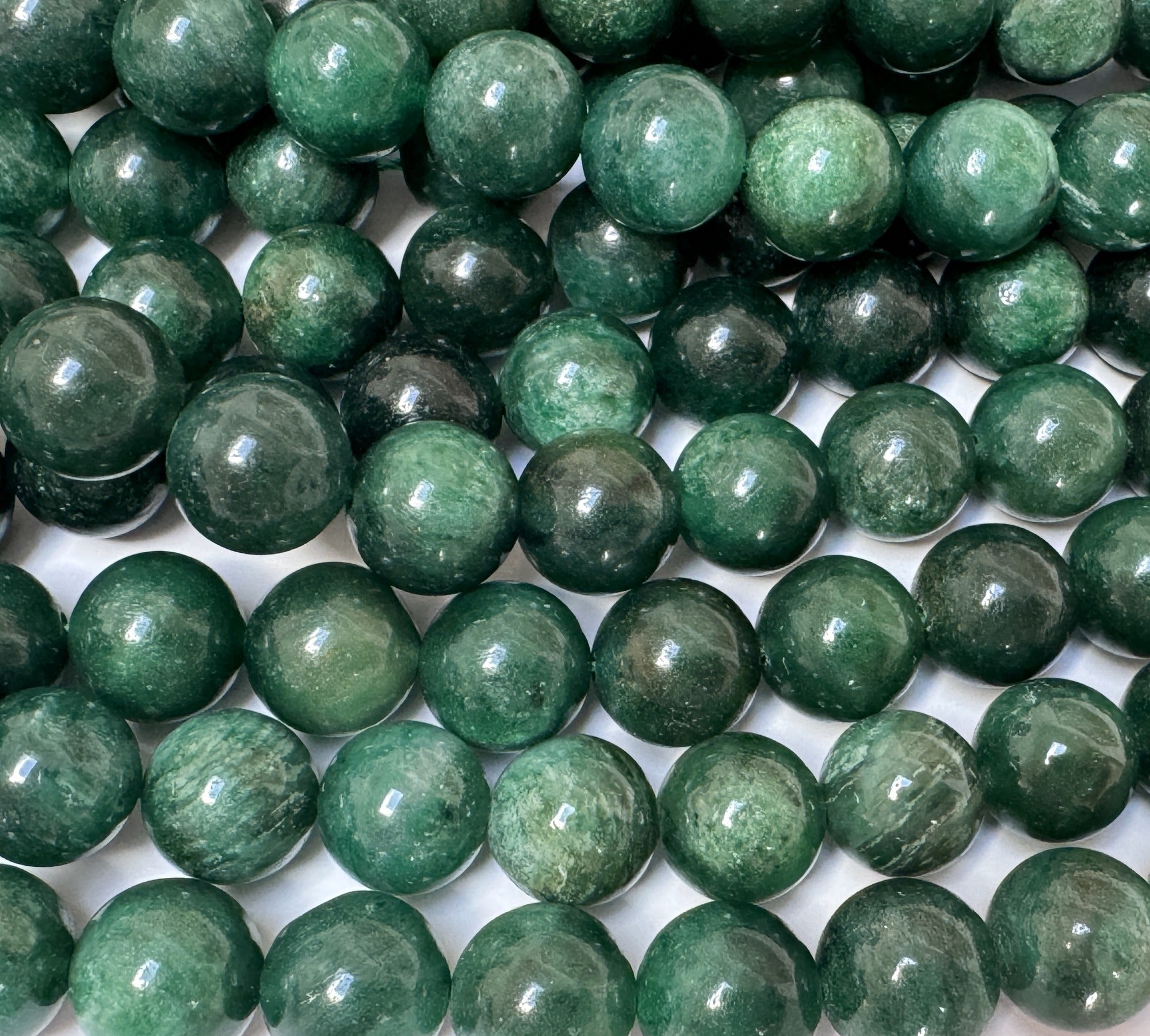Green Mica in Fuchsite 10mm round natural gemstone beads 15.5" strand - Oz Beads 