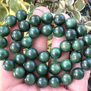 Green Mica in Fuchsite 10mm round natural gemstone beads 15.5" strand - Oz Beads 