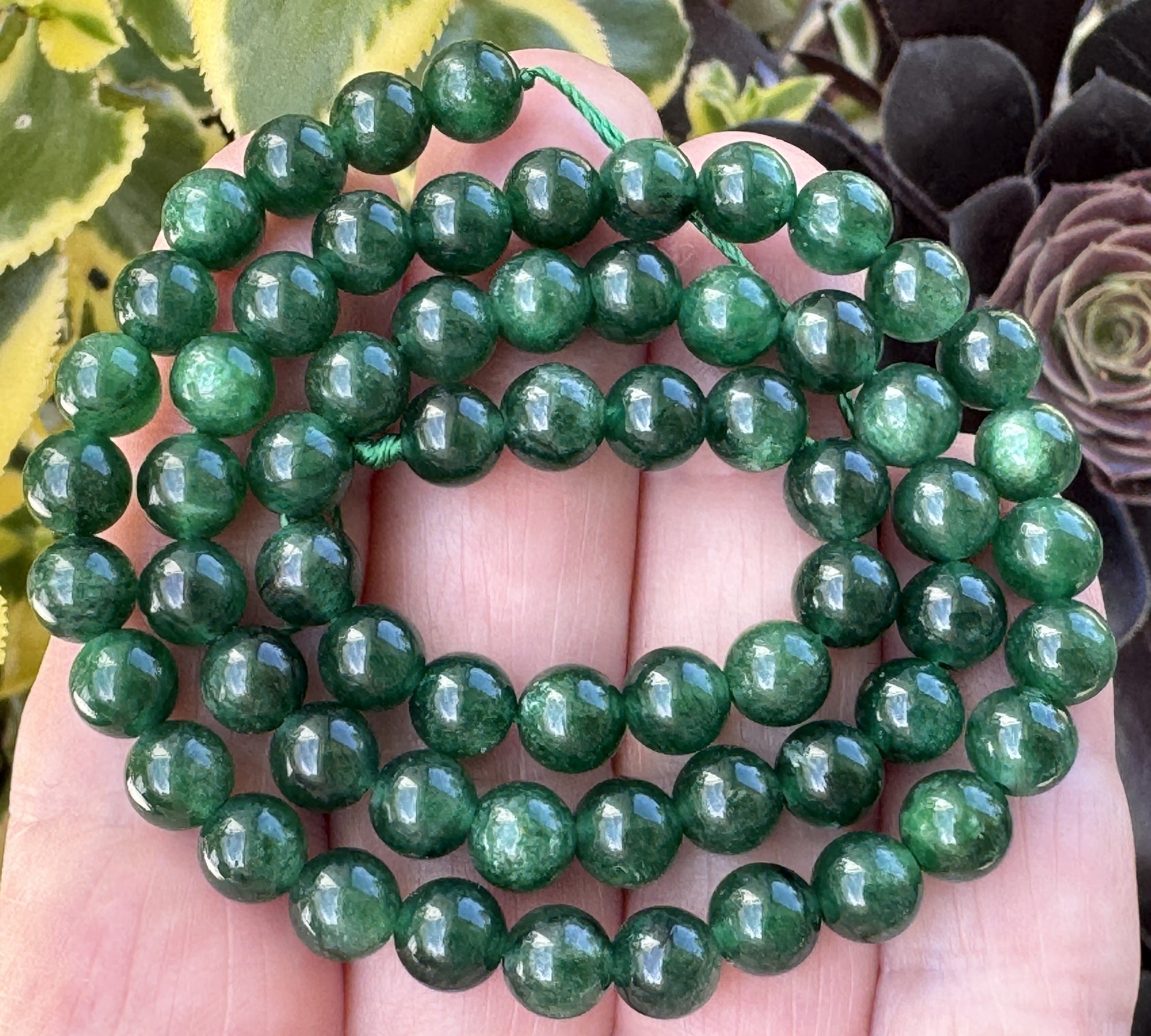 Green Mica in Fuchsite 6mm round natural gemstone beads 15.5" strand - Oz Beads 