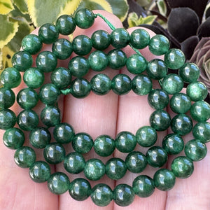 Green Mica in Fuchsite 6mm round natural gemstone beads 15.5" strand - Oz Beads 