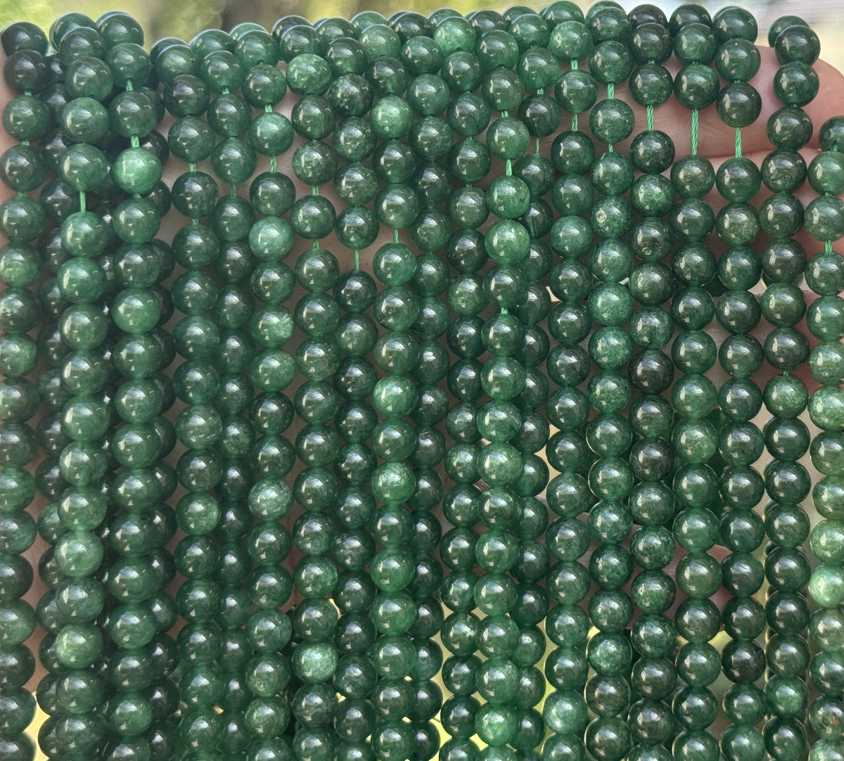 Green Mica in Fuchsite 6mm round natural gemstone beads 15.5" strand - Oz Beads 