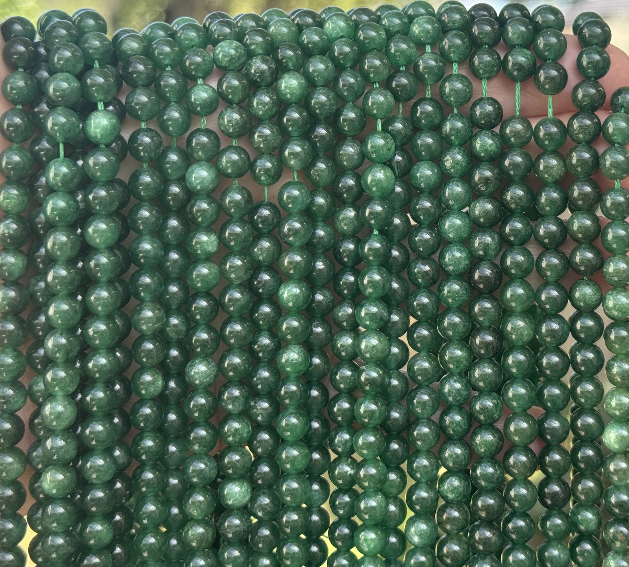 Green Mica in Fuchsite 6mm round natural gemstone beads 15.5" strand - Oz Beads 