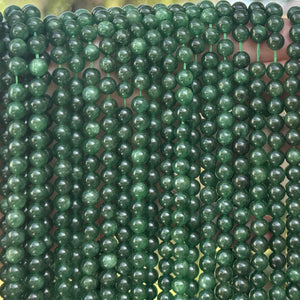 Green Mica in Fuchsite 6mm round natural gemstone beads 15.5" strand - Oz Beads 
