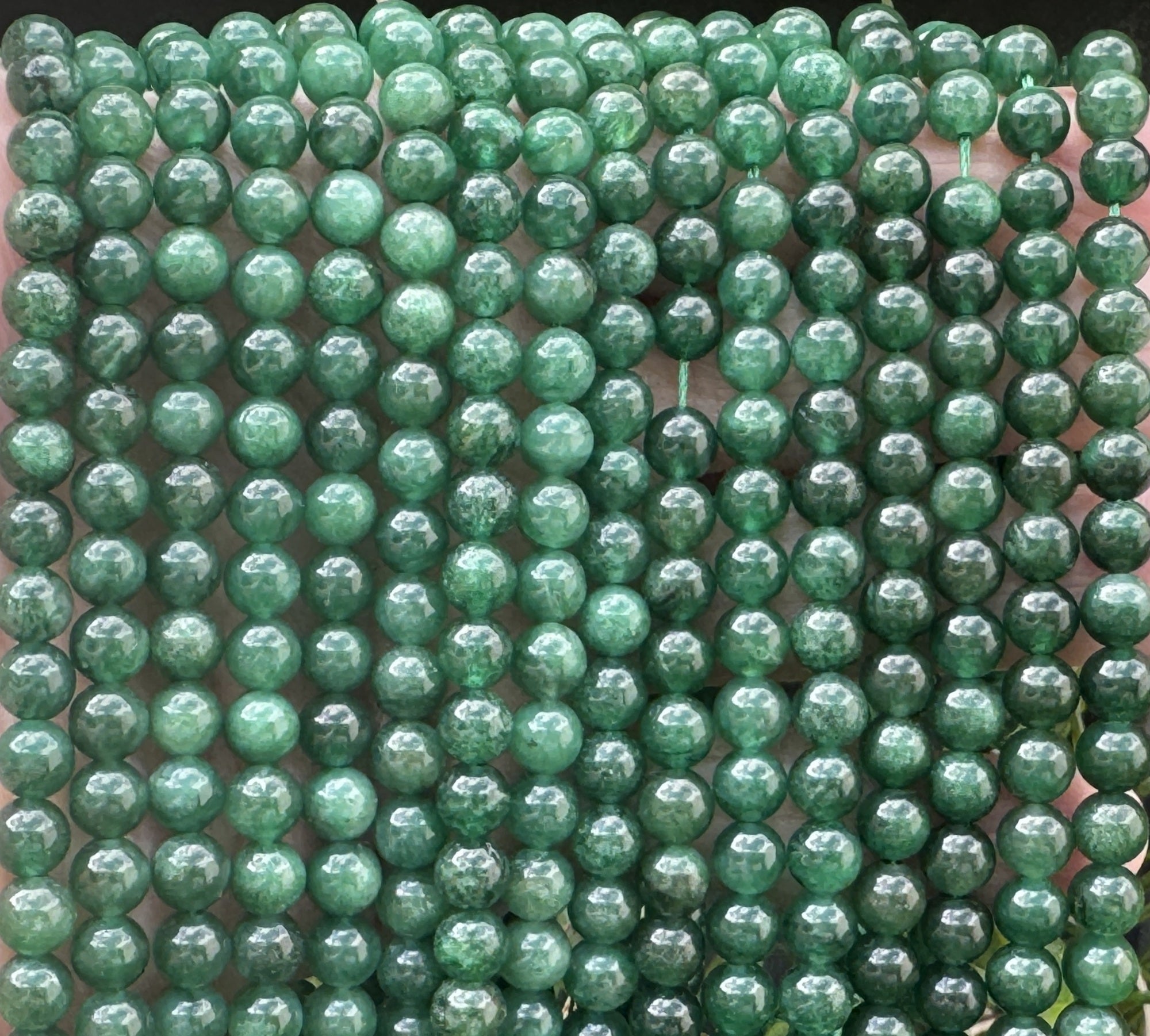 Green Mica in Fuchsite 6mm round natural gemstone beads 15.5" strand - Oz Beads 