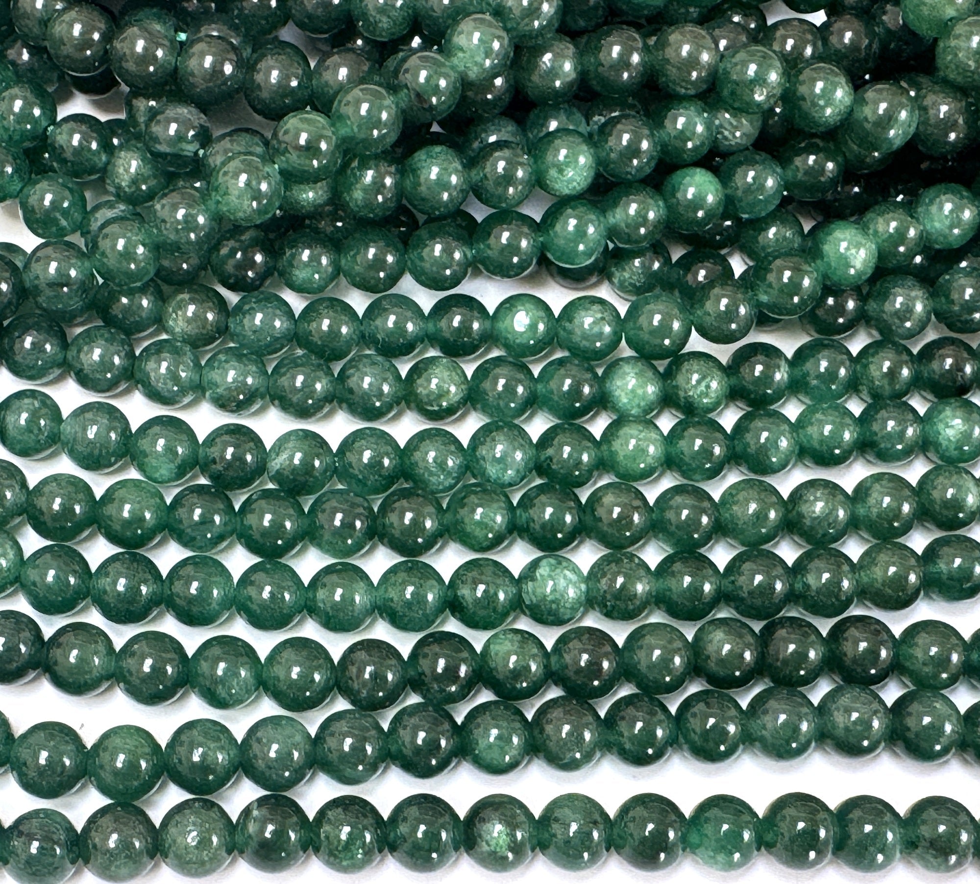 Green Mica in Fuchsite 6mm round natural gemstone beads 15.5" strand - Oz Beads 