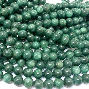 Green Mica in Fuchsite 8mm round natural gemstone beads 15.5" strand - Oz Beads 