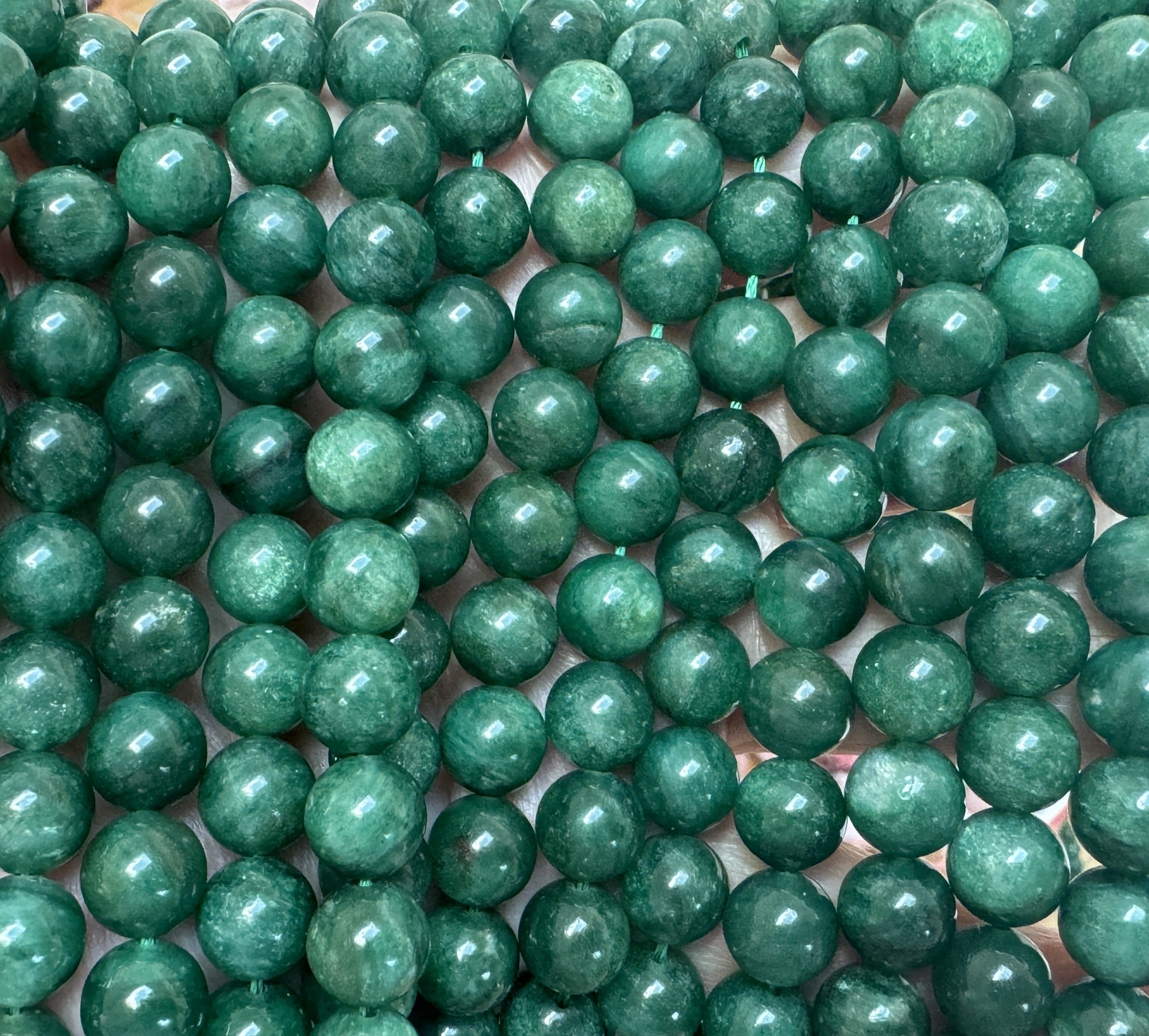 Green Mica in Fuchsite 8mm round natural gemstone beads 15.5" strand - Oz Beads 