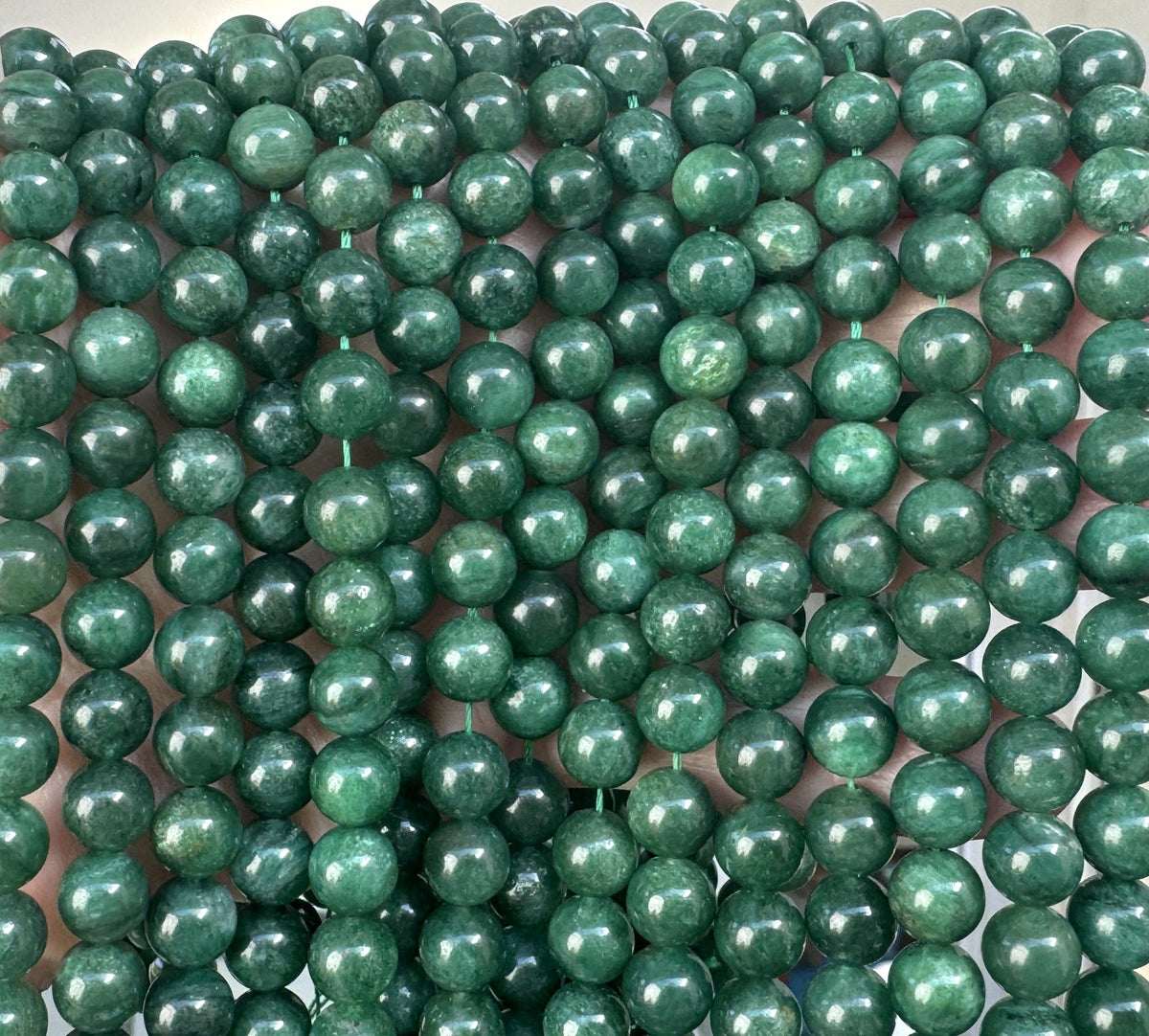 Green Mica in Fuchsite 8mm round natural gemstone beads 15.5" strand - Oz Beads 