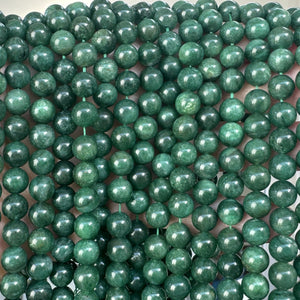 Green Mica in Fuchsite 8mm round natural gemstone beads 15.5" strand - Oz Beads 