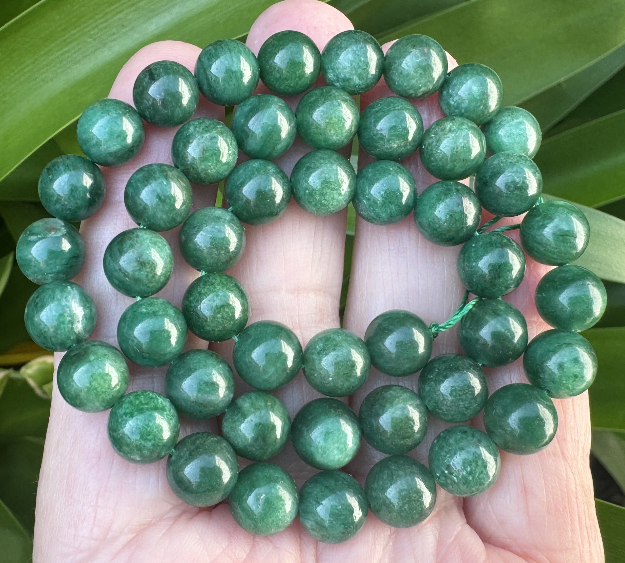 Green Mica in Fuchsite 8mm round natural gemstone beads 15.5" strand - Oz Beads 