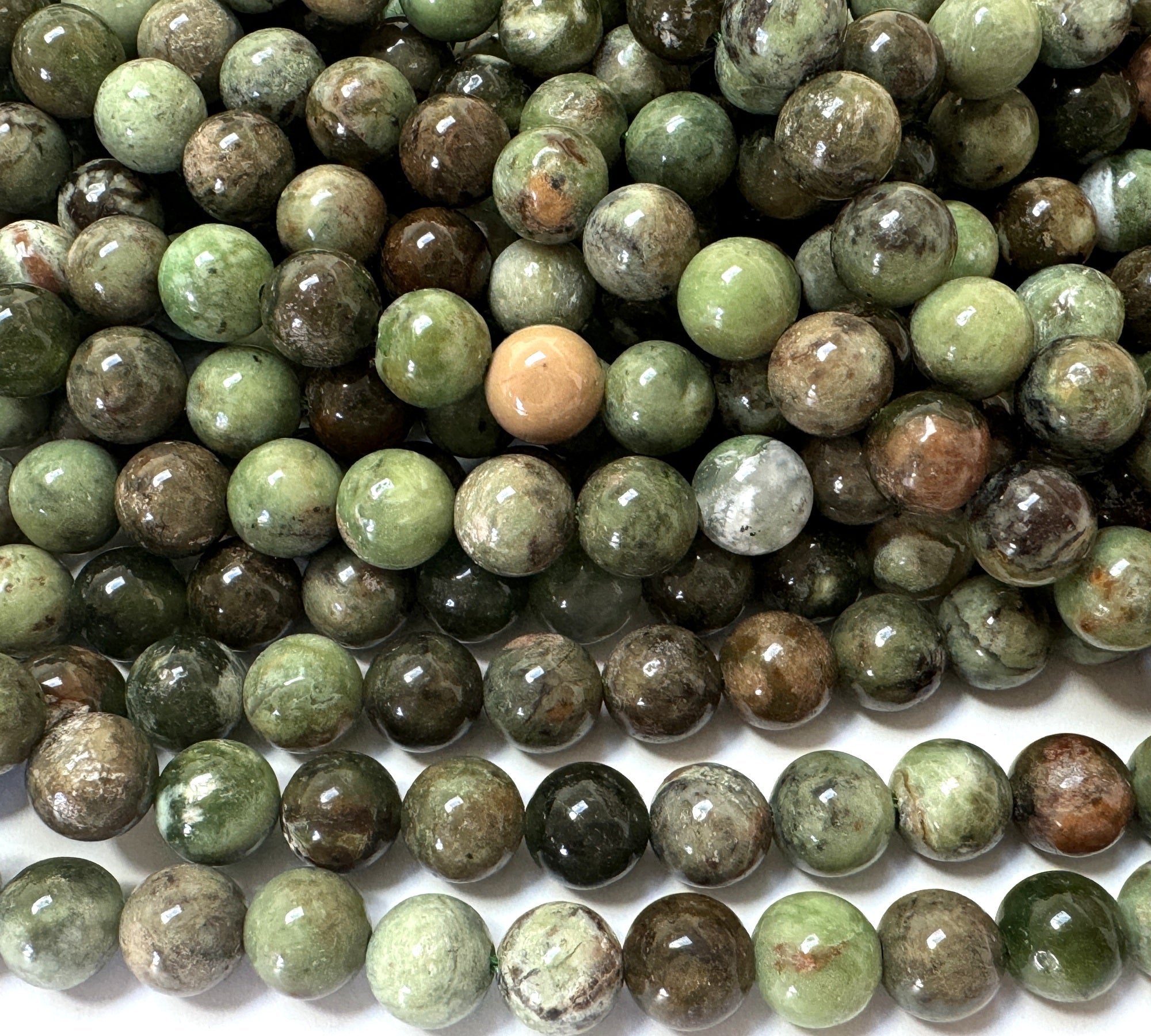 Green Opal 8mm round natural gemstone beads 15.5" strand - Oz Beads 