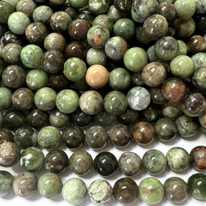 Green Opal 8mm round natural gemstone beads 15.5" strand - Oz Beads 