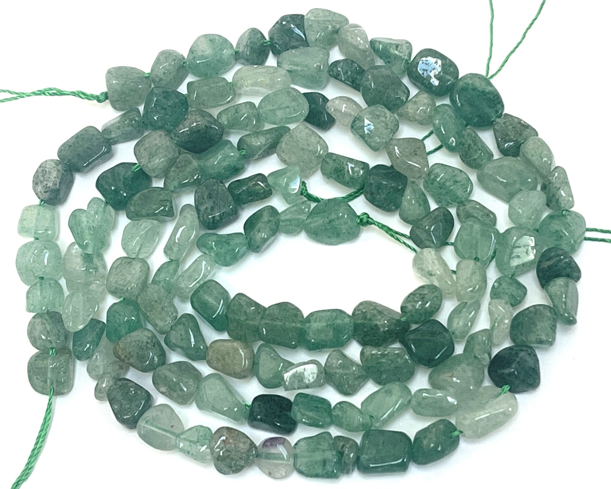Green Strawberry Quartz 6-8mm nuggets natural gemstone beads 16" strand - Oz Beads 