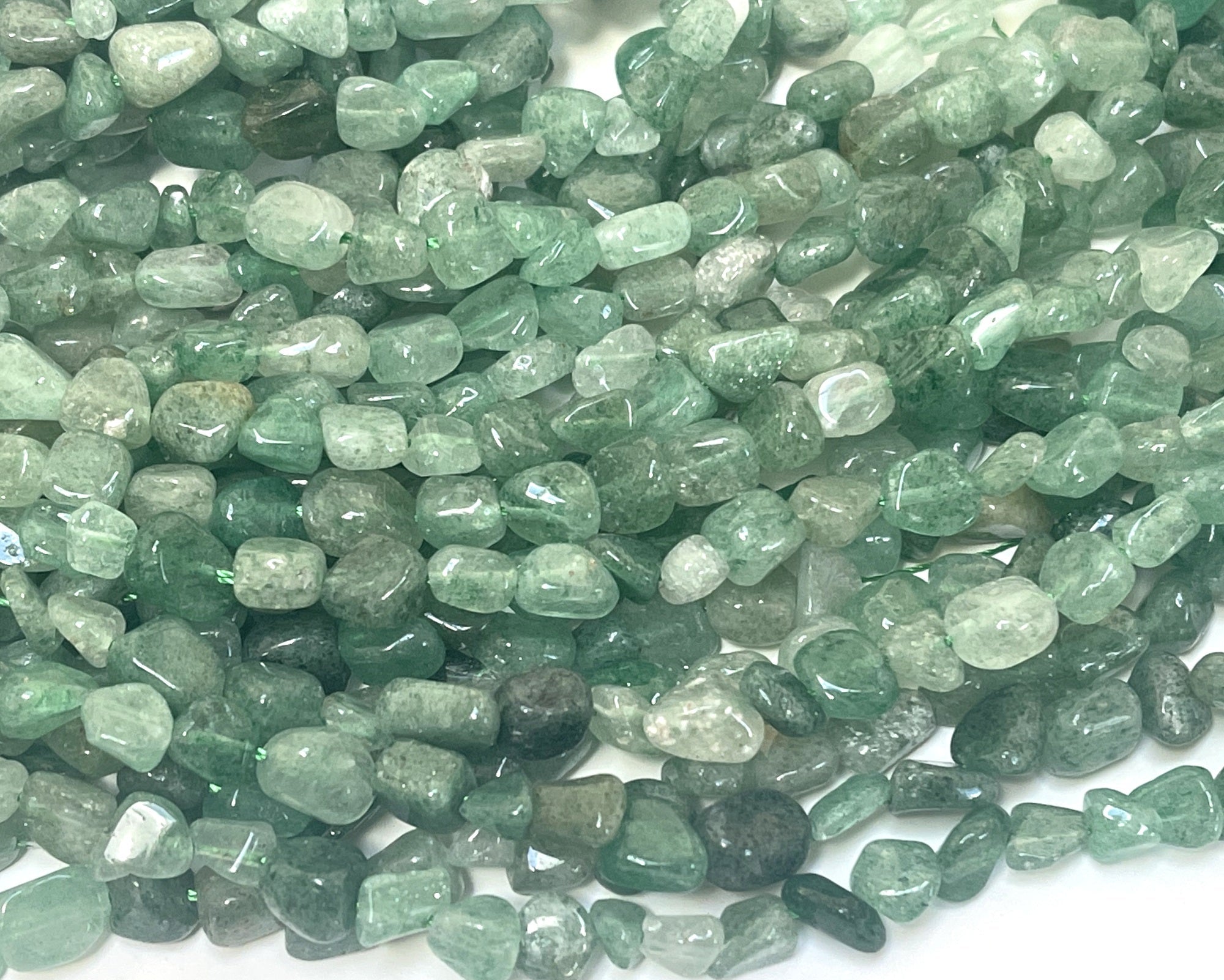 Green Strawberry Quartz 6-8mm nuggets natural gemstone beads 16" strand - Oz Beads 