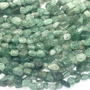 Green Strawberry Quartz 6-8mm nuggets natural gemstone beads 16" strand - Oz Beads 
