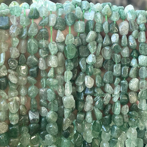 Green Strawberry Quartz 6-8mm nuggets natural gemstone beads 16" strand - Oz Beads 
