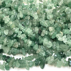 Green Strawberry Quartz 6-9mm chip beads natural gemstone chips 32" strand - Oz Beads 