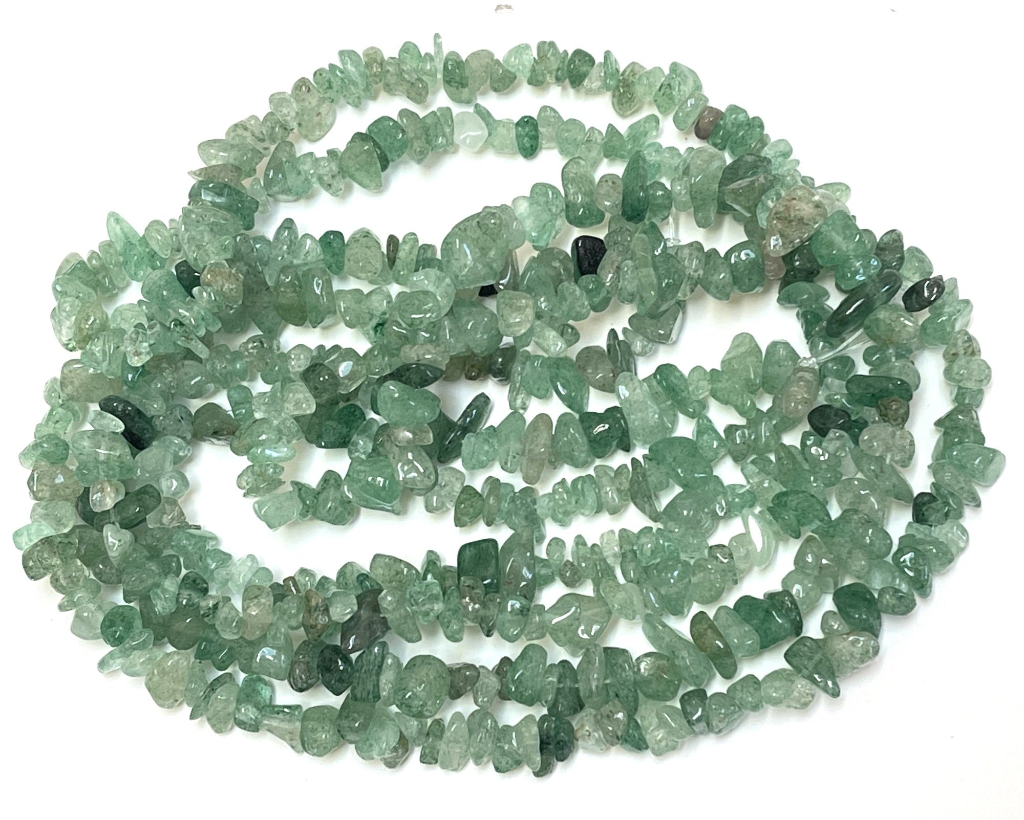 Green Strawberry Quartz 6-9mm chip beads natural gemstone chips 32" strand - Oz Beads 