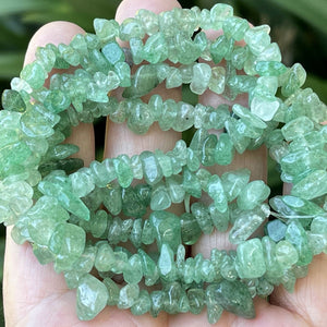 Green Strawberry Quartz 6-9mm chip beads natural gemstone chips 32" strand - Oz Beads 