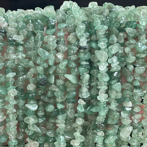 Green Strawberry Quartz 6-9mm chip beads natural gemstone chips 32" strand - Oz Beads 