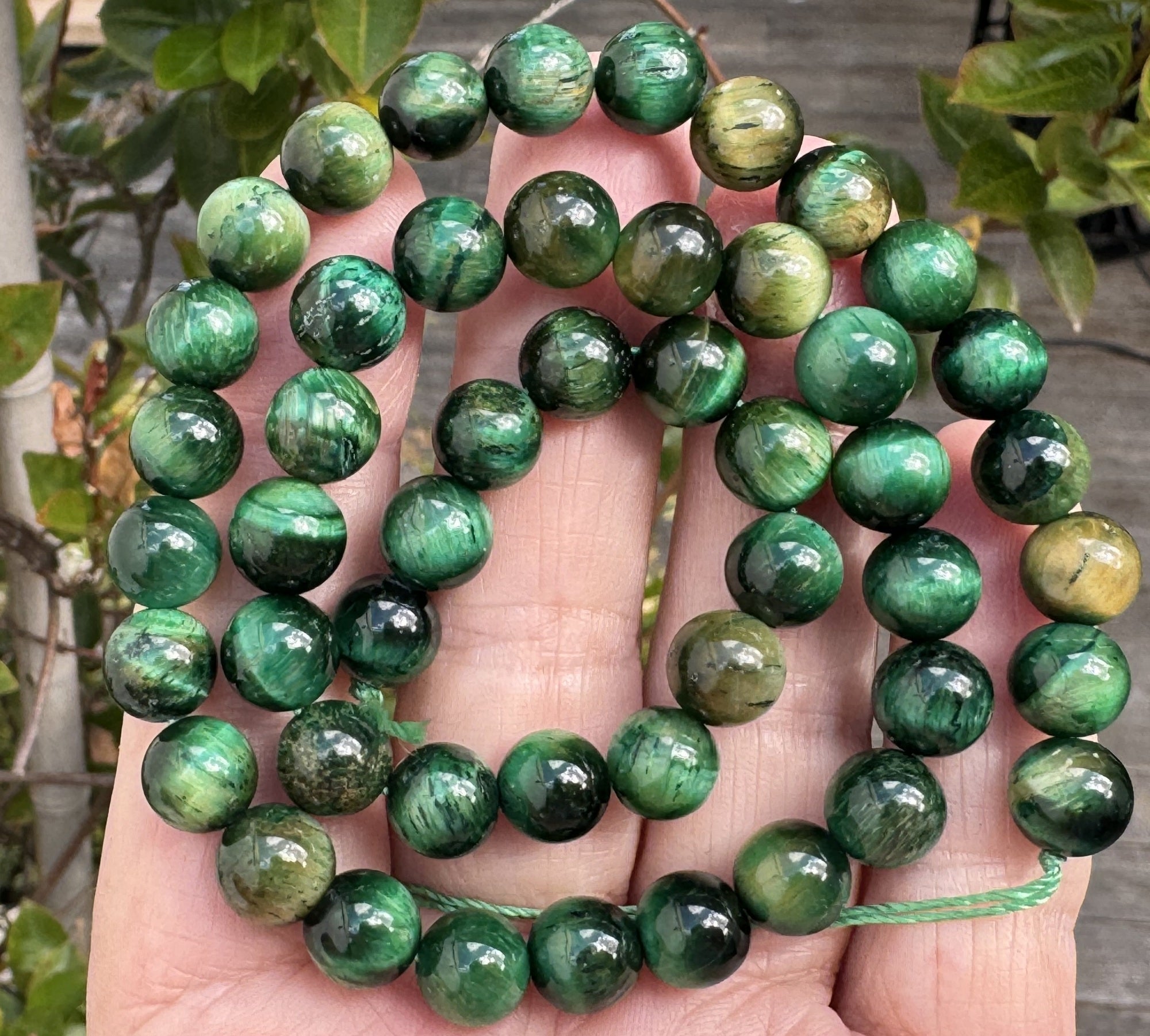 Green Tiger Eye 8mm round gemstone beads 15.5" strand
